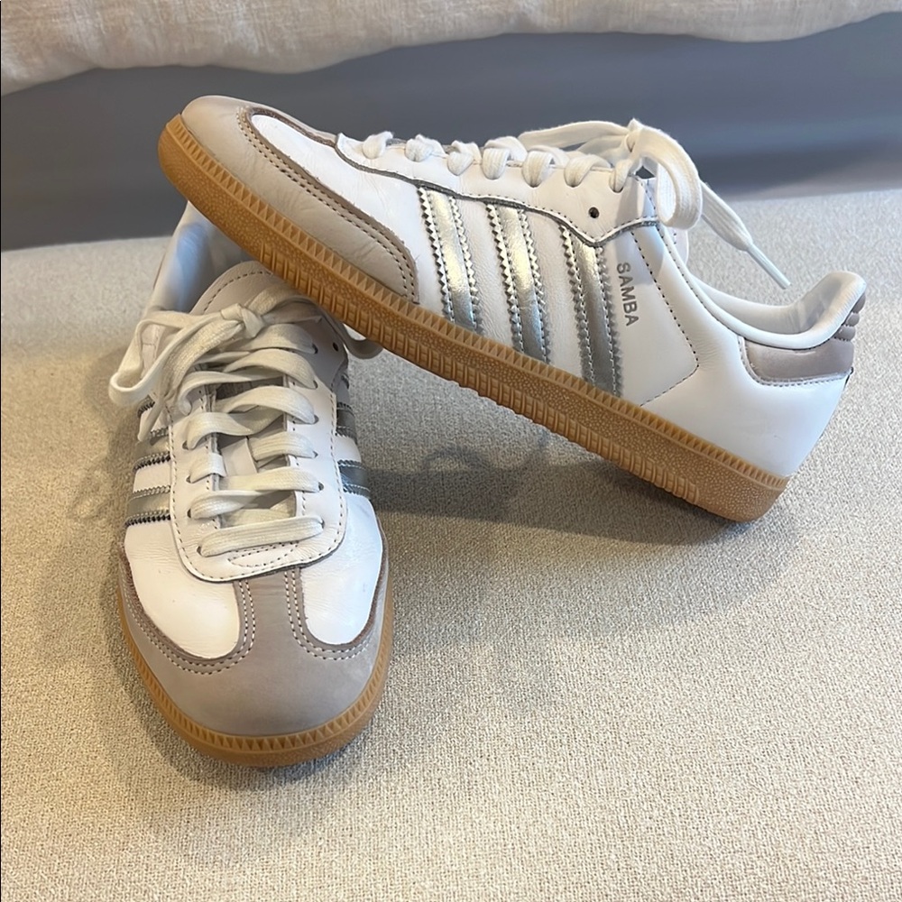 Adidas Samba White and Silver size 7